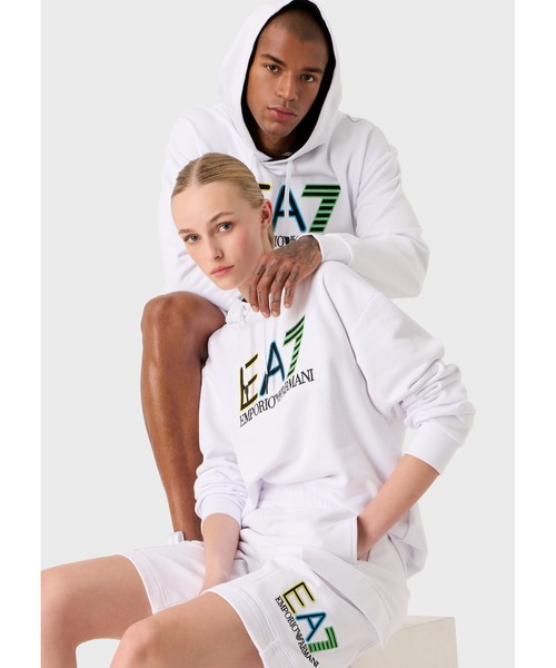 EMPORIO ARMANI EA7(エンポリオアルマーニイーエーセブン)の「【エンポリオ アルマーニ EA7】Logo Series フード付きスウェットシャツ コットン製(スウェット・メンズ・ブラック/ホワイト・LARGE/MEDIUM/X-LARGE/XX-LARGE/SMALL/X-SMALL)」の7枚目の写真