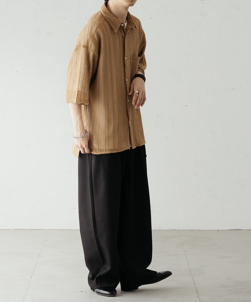 epnok（エプノック）の「クロシェシアールーズシャツ（シャツ/ブラウス・メンズ・ブラック/ネイビー/ベージュ・SMALL/MEDIUM/LARGE）」の19枚目の写真