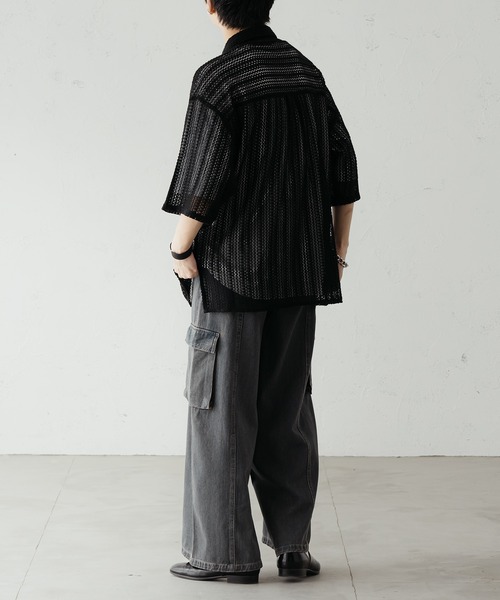 epnok（エプノック）の「クロシェシアールーズシャツ（シャツ/ブラウス・メンズ・ブラック/ネイビー/ベージュ・SMALL/MEDIUM/LARGE）」の18枚目の写真