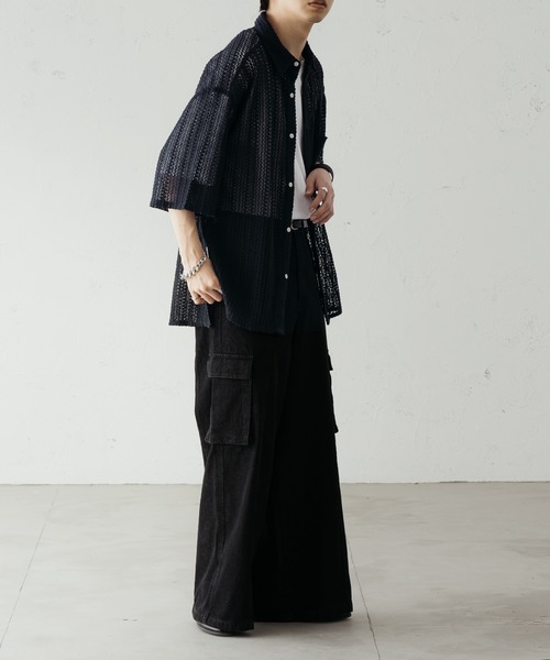 epnok（エプノック）の「クロシェシアールーズシャツ（シャツ/ブラウス・メンズ・ブラック/ネイビー/ベージュ・SMALL/MEDIUM/LARGE）」の13枚目の写真