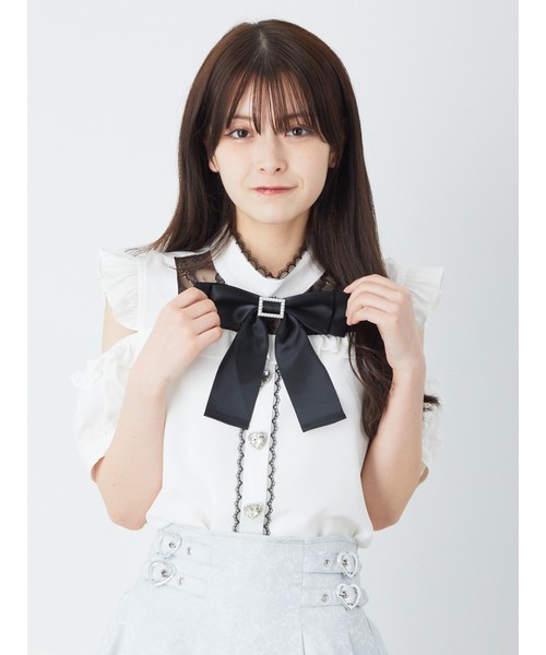 Ank Rouge（アンクルージュ）の「レース切りかえブラウス（シャツ/ブラウス・レディース・ピンク/オフホワイト/ブラック・M）」の15枚目の写真