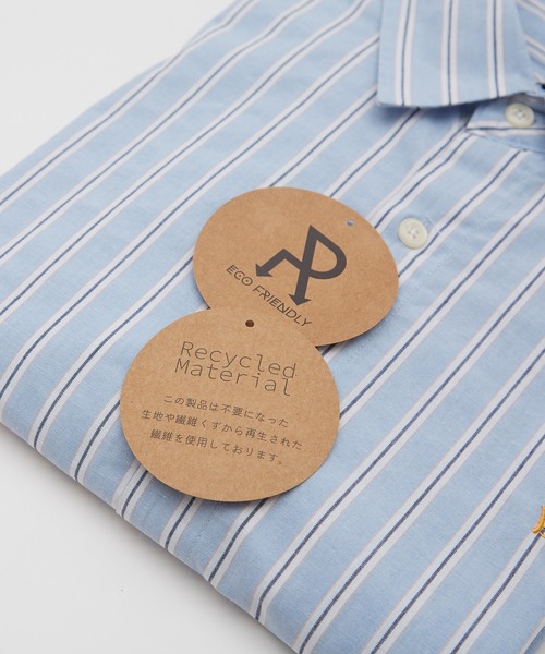 improves(インプローブス)の「ワンポイント 刺しゅう ストライプ オーバーサイズ 半袖シャツ(シャツ/ブラウス・メンズ・グリーン/サックスブルー・MEDIUM/LARGE/X-LARGE)」の18枚目の写真