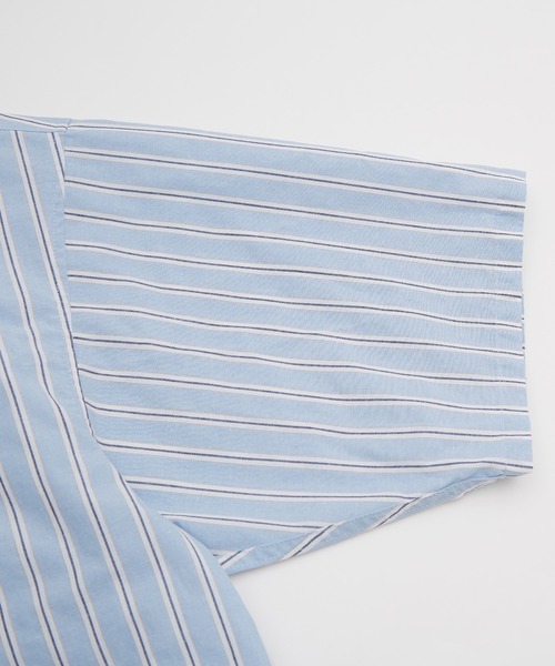 improves(インプローブス)の「ワンポイント 刺しゅう ストライプ オーバーサイズ 半袖シャツ(シャツ/ブラウス・メンズ・グリーン/サックスブルー・MEDIUM/LARGE/X-LARGE)」の21枚目の写真