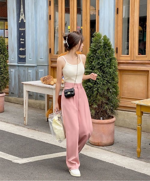 SONA（ソナ）の「SONA [体型カバー]ハイウエストピンタックワイドスラックス（スラックス・レディース・アイボリー/ブラック/ピンク・SMALL/MEDIUM/LARGE）」の14枚目の写真
