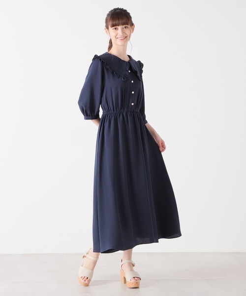Honeys(ハニーズ)の「フリル衿ワンピース(ワンピース・レディース・ピンク/ネイビー/ブラック・L/M/LL/S)」の10枚目の写真