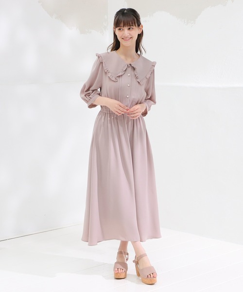 Honeys(ハニーズ)の「フリル衿ワンピース(ワンピース・レディース・ピンク/ネイビー/ブラック・L/M/LL/S)」の7枚目の写真