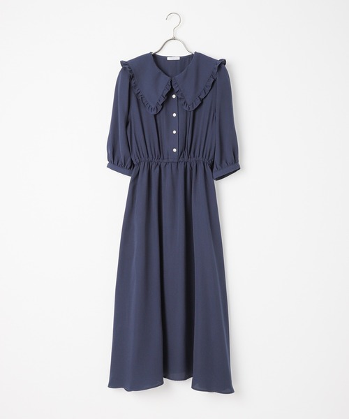 Honeys(ハニーズ)の「フリル衿ワンピース(ワンピース・レディース・ピンク/ネイビー/ブラック・L/M/LL/S)」の5枚目の写真