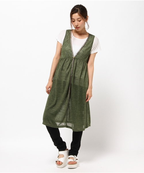 チャイハネ(チャイハネ)の「【チャイハネ】フォークロアテープロングベスト / ロングジレ(ベスト・レディース・ホワイト/オレンジ/ブルー/ブラック/グリーン・FREE)」の19枚目の写真