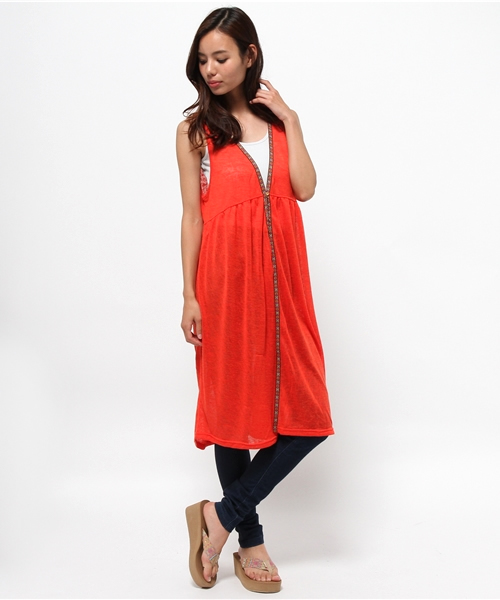 チャイハネ(チャイハネ)の「【チャイハネ】フォークロアテープロングベスト / ロングジレ(ベスト・レディース・ホワイト/オレンジ/ブルー/ブラック/グリーン・FREE)」の20枚目の写真