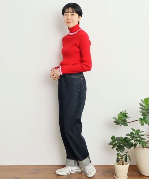 ebure2024AW ライトウールポリエステルタートルネック ウールポリエステル ハイゲージタートルネックニット ウォッシャブル