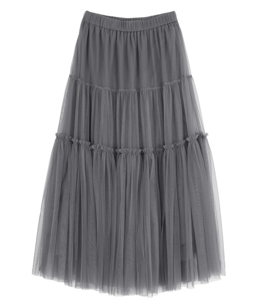 titivate(ティティベイト)の「チュールティアードギャザースカート(スカート・レディース・ブラック系その他/グレー/ブラック/オリーブ/アイボリー・S/M/L)」の9枚目の写真