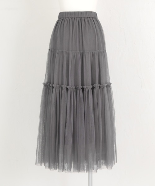 titivate(ティティベイト)の「チュールティアードギャザースカート(スカート・レディース・ブラック系その他/グレー/ブラック/オリーブ/アイボリー・S/M/L)」の20枚目の写真