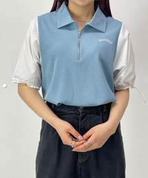 配色ハーフジップTシャツ