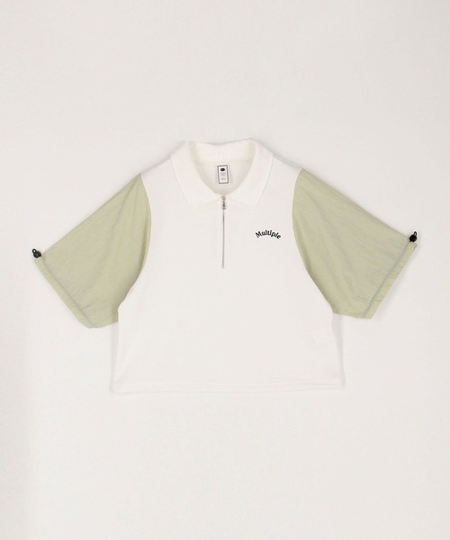 179/WG（イチナナキュウダブルジー）の「配色ハーフジップTシャツ（Tシャツ/カットソー・レディース・オフホワイト/ネイビー/ブルー・FREE）」の4枚目の写真