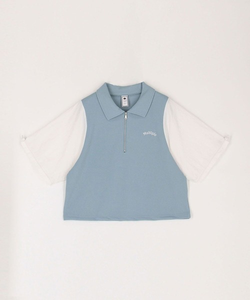 179/WG（イチナナキュウダブルジー）の「配色ハーフジップTシャツ（Tシャツ/カットソー・レディース・オフホワイト/ネイビー/ブルー・FREE）」の6枚目の写真