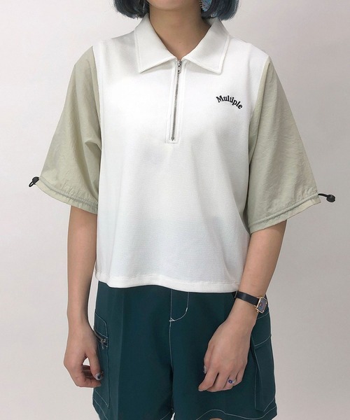 179/WG（イチナナキュウダブルジー）の「配色ハーフジップTシャツ（Tシャツ/カットソー・レディース・オフホワイト/ネイビー/ブルー・FREE）」の16枚目の写真
