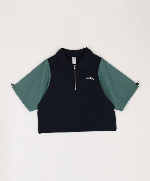 179/WG（イチナナキュウダブルジー）の「配色ハーフジップTシャツ（Tシャツ/カットソー・レディース・オフホワイト/ネイビー/ブルー・FREE）」の5枚目の写真