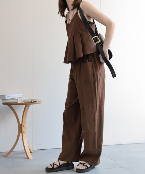 ボックスプリーツキャミ＆ワイドパンツ セットアップ（セットアップ