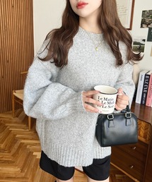 ゆったりもちもちミックスカラーニットプルオーバー(自宅で洗えるウォッシャブル加工)