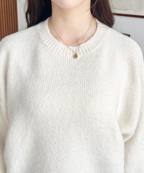 セール】ゆったりもちもちミックスカラーニットプルオーバー(自宅で