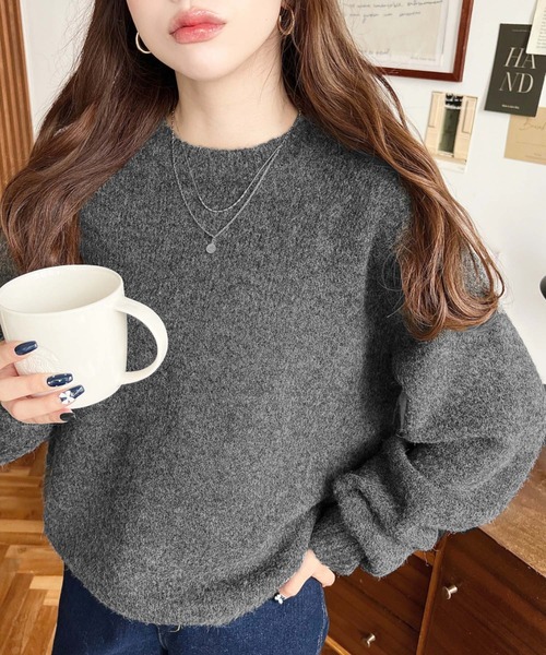 新作1月28日 ダブルポケットのミックスニットプルオーバートップス