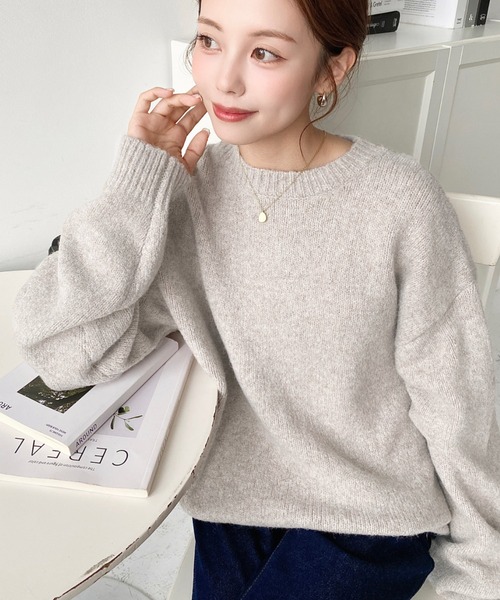 セール】ゆったりもちもちミックスカラーニットプルオーバー(自宅で