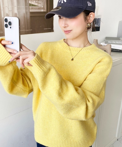 セール】ゆったりもちもちミックスカラーニットプルオーバー(自宅で