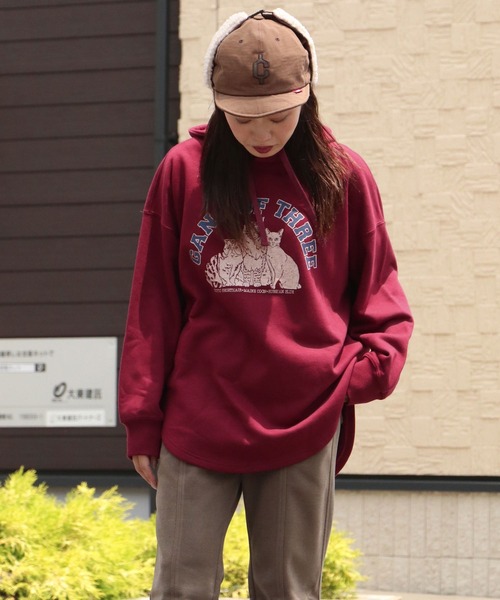 KRIFF MAYER Lady's Collection(クリフメイヤーレディースコレクション)の「アメカジBIGパーカー(パーカー・レディース・ワインレッド/ネイビー/グリーン/グレー/その他5/カラフル・MEDIUM/LARGE)」の4枚目の写真
