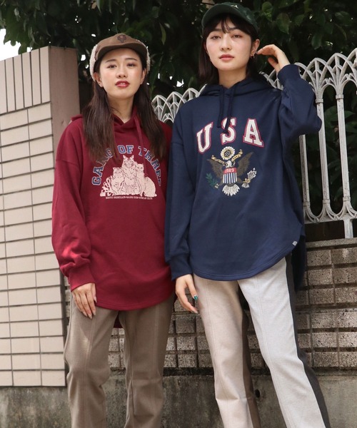 KRIFF MAYER Lady's Collection(クリフメイヤーレディースコレクション)の「アメカジBIGパーカー(パーカー・レディース・ワインレッド/ネイビー/グリーン/グレー/その他5/カラフル・MEDIUM/LARGE)」の13枚目の写真