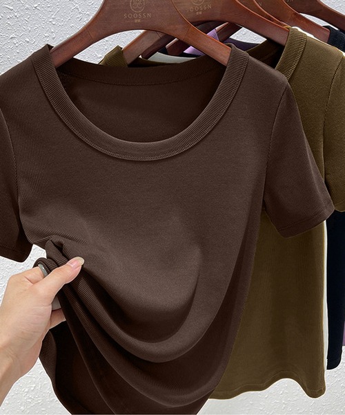 MAISON DE THERESE(メゾン ド テレーズ)の「UネックニットTシャツ(Tシャツ/カットソー・レディース・ダークグレー/グリーン/Mustard/ベージュ/ダークグリーン/ホワイト/ブラック/ライトグレー/ブラウン・M)」の5枚目の写真