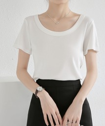 UネックニットTシャツ