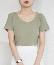 UネックニットTシャツ