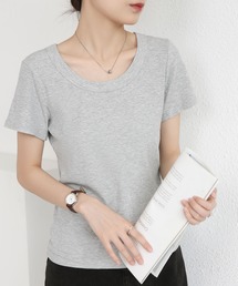 UネックニットTシャツ