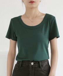 UネックニットTシャツ