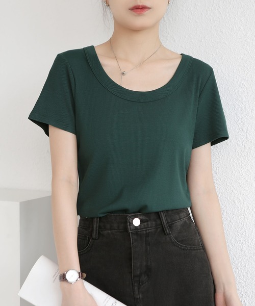 MAISON DE THERESE(メゾン ド テレーズ)の「UネックニットTシャツ(Tシャツ/カットソー・レディース・ダークグレー/グリーン/Mustard/ベージュ/ダークグリーン/ホワイト/ブラック/ライトグレー/ブラウン・M)」の16枚目の写真