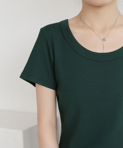 MAISON DE THERESE(メゾン ド テレーズ)の「UネックニットTシャツ(Tシャツ/カットソー・レディース・ダークグレー/グリーン/Mustard/ベージュ/ダークグリーン/ホワイト/ブラック/ライトグレー/ブラウン・M)」の20枚目の写真