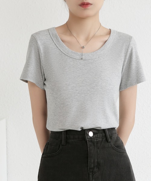 MAISON DE THERESE(メゾン ド テレーズ)の「UネックニットTシャツ(Tシャツ/カットソー・レディース・ダークグレー/グリーン/Mustard/ベージュ/ダークグリーン/ホワイト/ブラック/ライトグレー/ブラウン・M)」の10枚目の写真