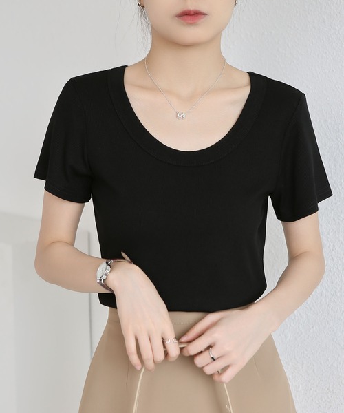 MAISON DE THERESE(メゾン ド テレーズ)の「UネックニットTシャツ(Tシャツ/カットソー・レディース・ダークグレー/グリーン/Mustard/ベージュ/ダークグリーン/ホワイト/ブラック/ライトグレー/ブラウン・M)」の21枚目の写真