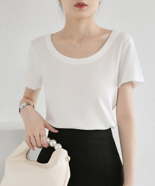 MAISON DE THERESE(メゾン ド テレーズ)の「UネックニットTシャツ(Tシャツ/カットソー・レディース・ダークグレー/グリーン/Mustard/ベージュ/ダークグリーン/ホワイト/ブラック/ライトグレー/ブラウン・M)」の17枚目の写真