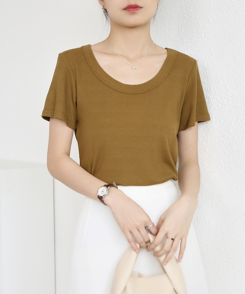 MAISON DE THERESE(メゾン ド テレーズ)の「UネックニットTシャツ(Tシャツ/カットソー・レディース・ダークグレー/グリーン/Mustard/ベージュ/ダークグリーン/ホワイト/ブラック/ライトグレー/ブラウン・M)」の22枚目の写真