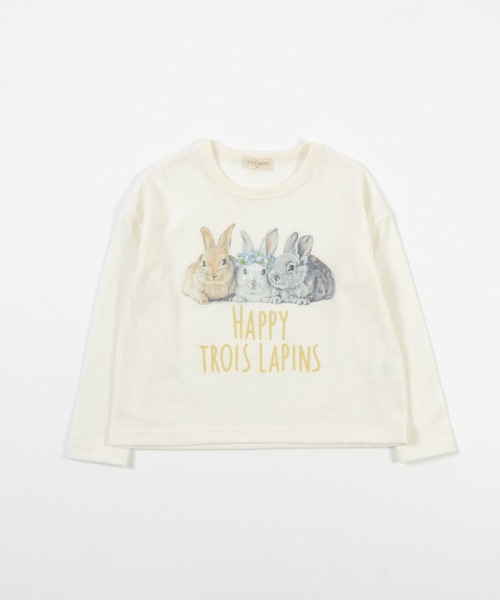 trois lapins kp(トロワラパンケーピー)の「うさぎプリント長袖Tシャツ(100~150cm)(Tシャツ/カットソー・キッズ・ピンク/オフホワイト・120cm/150cm/110cm/130cm/100cm/140cm)」の10枚目の写真