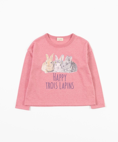 trois lapins kp(トロワラパンケーピー)の「うさぎプリント長袖Tシャツ(100~150cm)(Tシャツ/カットソー・キッズ・ピンク/オフホワイト・120cm/150cm/110cm/130cm/100cm/140cm)」の7枚目の写真