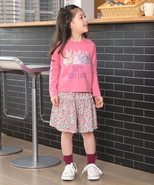 trois lapins kp(トロワラパンケーピー)の「うさぎプリント長袖Tシャツ(100~150cm)(Tシャツ/カットソー・キッズ・ピンク/オフホワイト・120cm/150cm/110cm/130cm/100cm/140cm)」の4枚目の写真