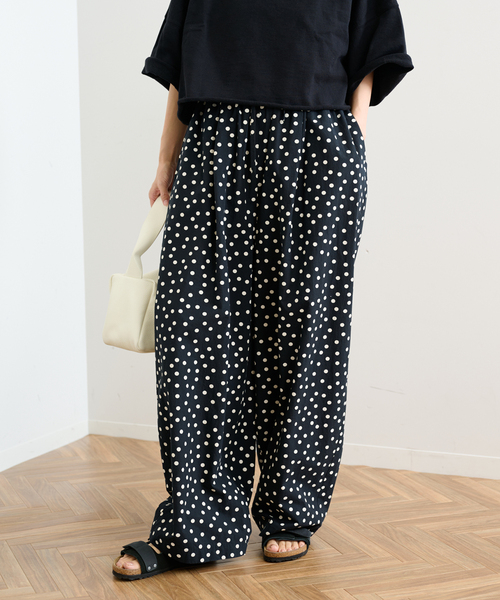 極美品✨ Sov. オリジナル幾何柄プリントパンツ　23SS　近年　ワイド　36 Disney】フラップロゴワイドパンツ-short & regular | 小柄・低身長