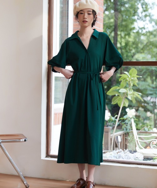 On One's Own(オンワンズオン)の「On One's Own フォルムボリュームスリーブワンピースリボンベルト付き(ワンピース・レディース・モカ/グリーン/オリーブ/ブラック・M/L)」の11枚目の写真