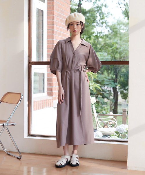 On One's Own(オンワンズオン)の「On One's Own フォルムボリュームスリーブワンピースリボンベルト付き(ワンピース・レディース・モカ/グリーン/オリーブ/ブラック・M/L)」の20枚目の写真