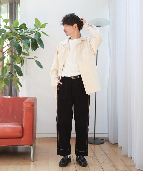 JOURNAL STANDARD relume（ジャーナルスタンダード　レリューム）の「【ARMY TWILL / アーミーツイル】別注 コットンスラブシャツ（シャツ/ブラウス・メンズ・カーキ/ホワイト×ホワイト/ブラックミックス・MEDIUM/LARGE）」の6枚目の写真