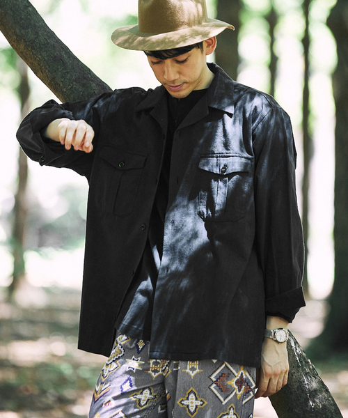 JOURNAL STANDARD relume（ジャーナルスタンダード　レリューム）の「【ARMY TWILL / アーミーツイル】別注 コットンスラブシャツ（シャツ/ブラウス・メンズ・カーキ/ホワイト×ホワイト/ブラックミックス・MEDIUM/LARGE）」の10枚目の写真