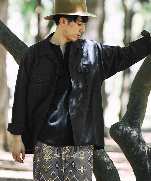 JOURNAL STANDARD relume（ジャーナルスタンダード　レリューム）の「【ARMY TWILL / アーミーツイル】別注 コットンスラブシャツ（シャツ/ブラウス・メンズ・カーキ/ホワイト×ホワイト/ブラックミックス・MEDIUM/LARGE）」の11枚目の写真