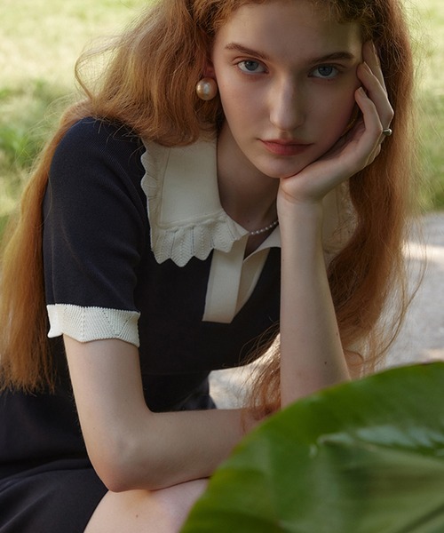 Fano Studios（ファノ ストゥディオズ）の「フリルカラースキッパーネックニットミニワンピース FX23L306【Fano Studios】（ワンピース・レディース・ブラック・L/M/S）」の4枚目の写真